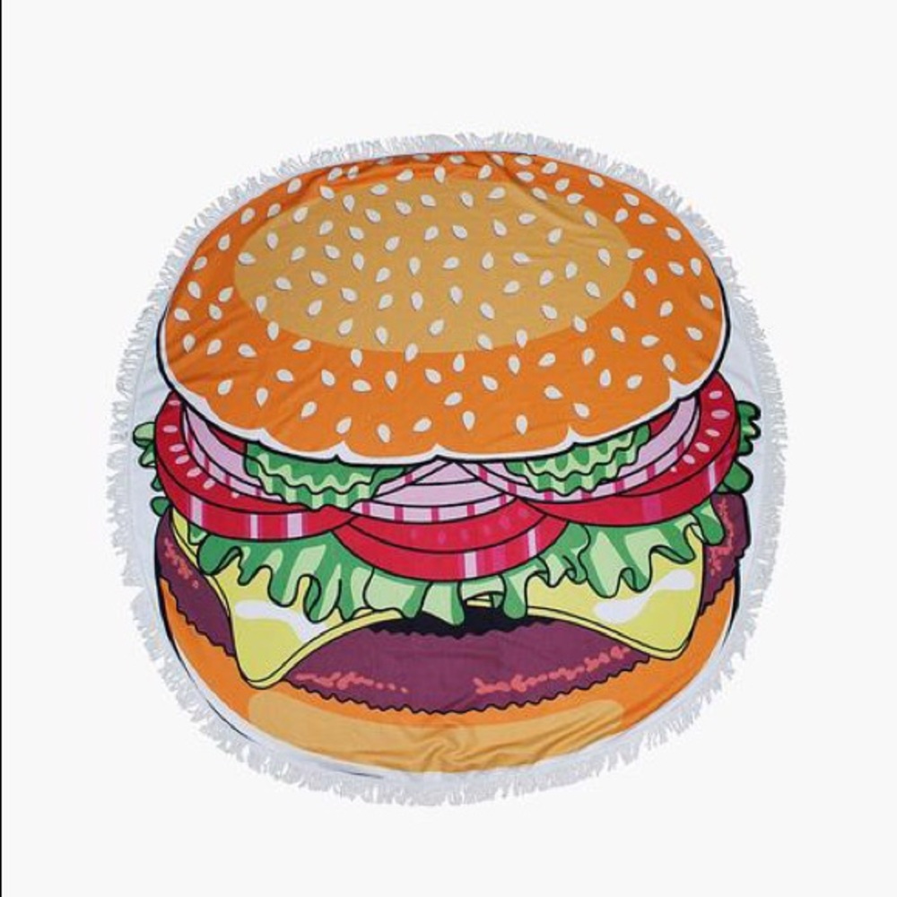 🍕🍔Round Burger and Pizza Beach Towel